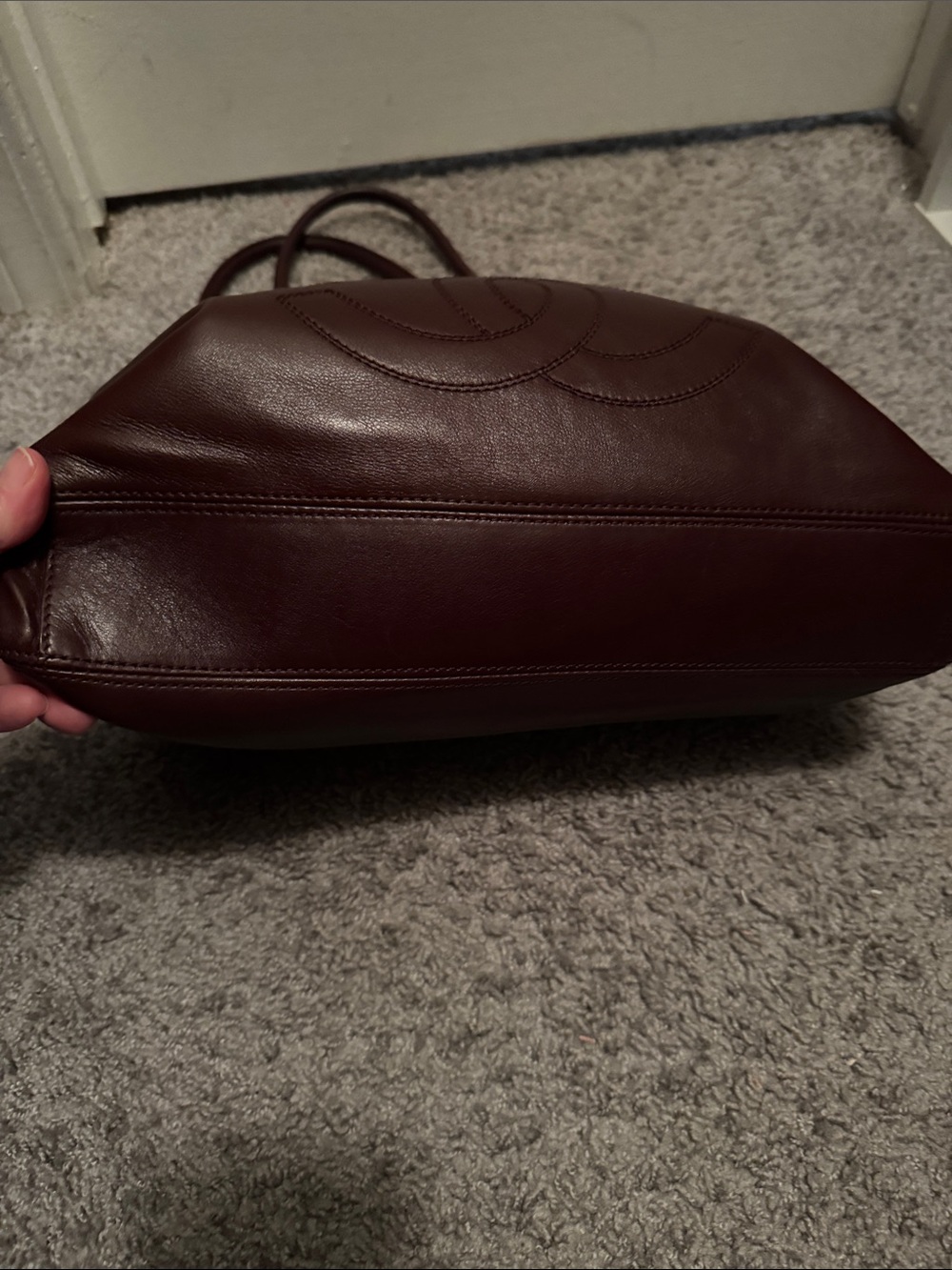 CHANEL Brown/Burgundy Leather Timeless Tote with Stitched CC Logo - Picture 8 of 9